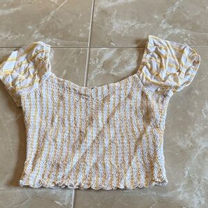 Hollister Yellow and White Striped Crop Top